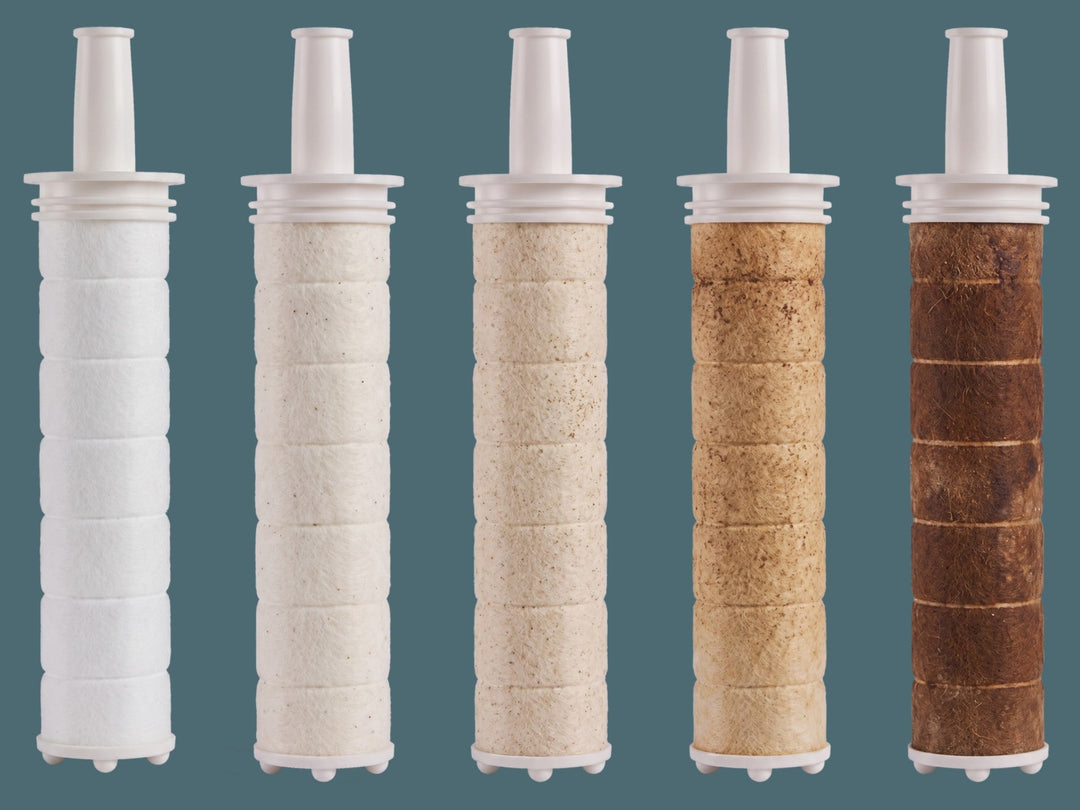Sediment filter cartridges from new to heavily loaded