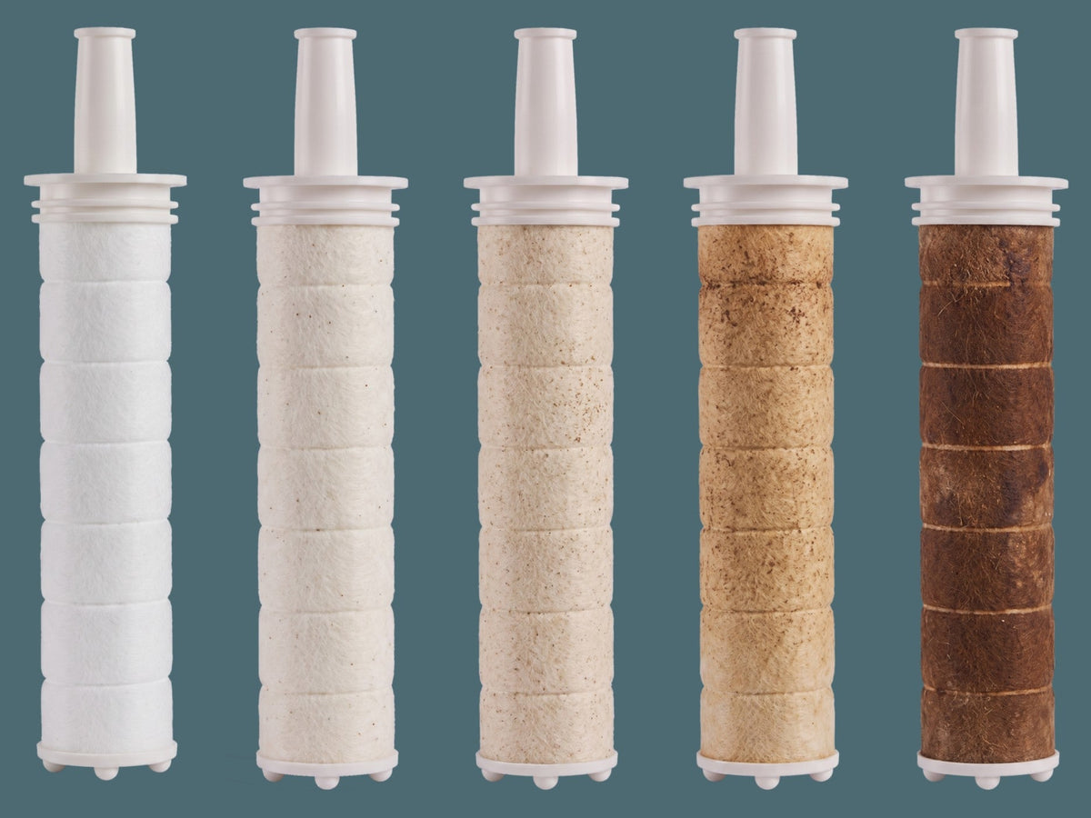 Sediment filter cartridges from new to heavily loaded