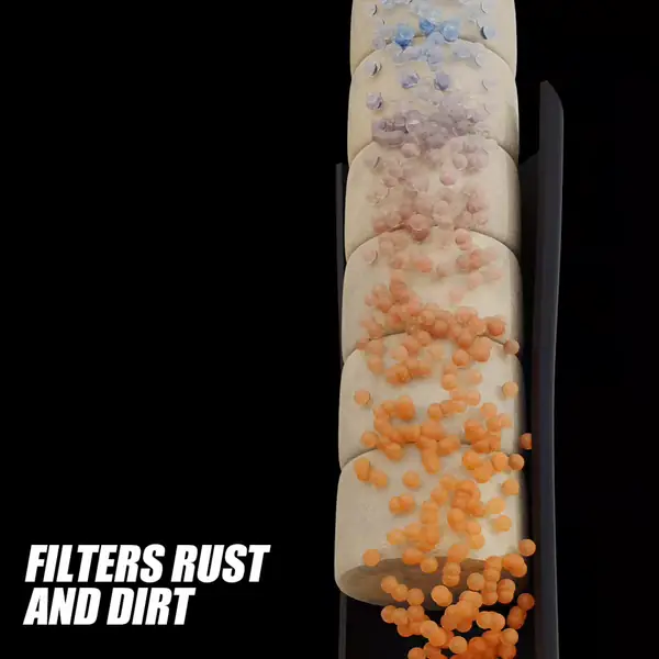Filter with rust and dirt removal capabilities on a black background